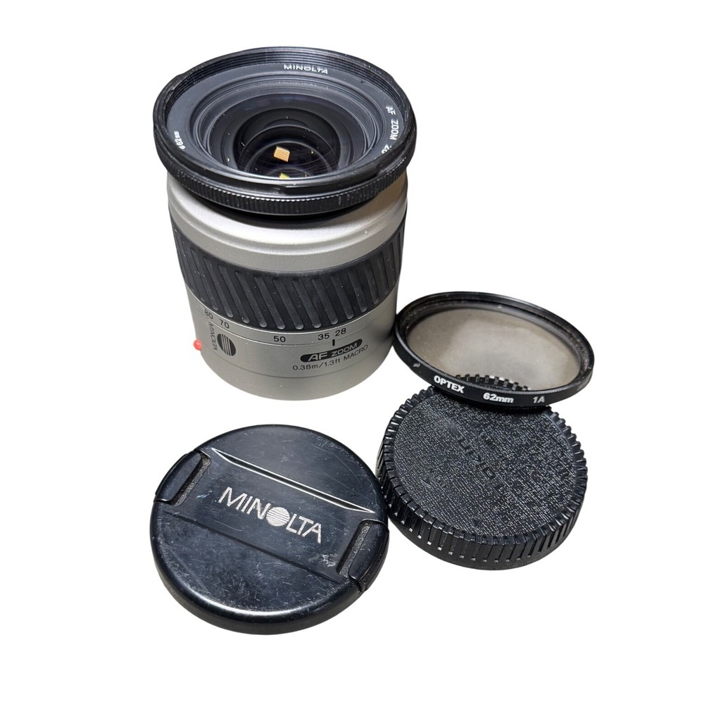 Minolta AF Zoom 28-80mm f3.5-5.6 Macro Lens Silver Japan 60904358 62mm Filter